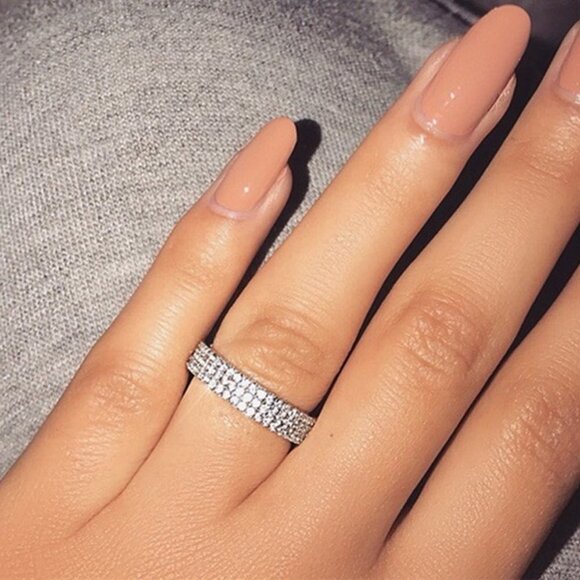 Plain Trendy Round Gems Full Around Filled Eternity Zircon Ring for Wome… - Picture 5 of 6